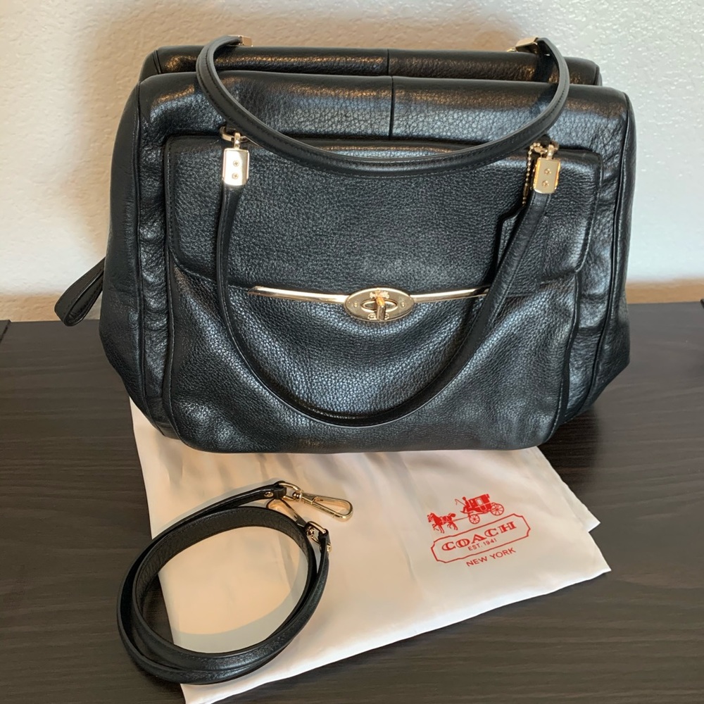 Coach MADISON Black Leather Satchel Shoulder Bag